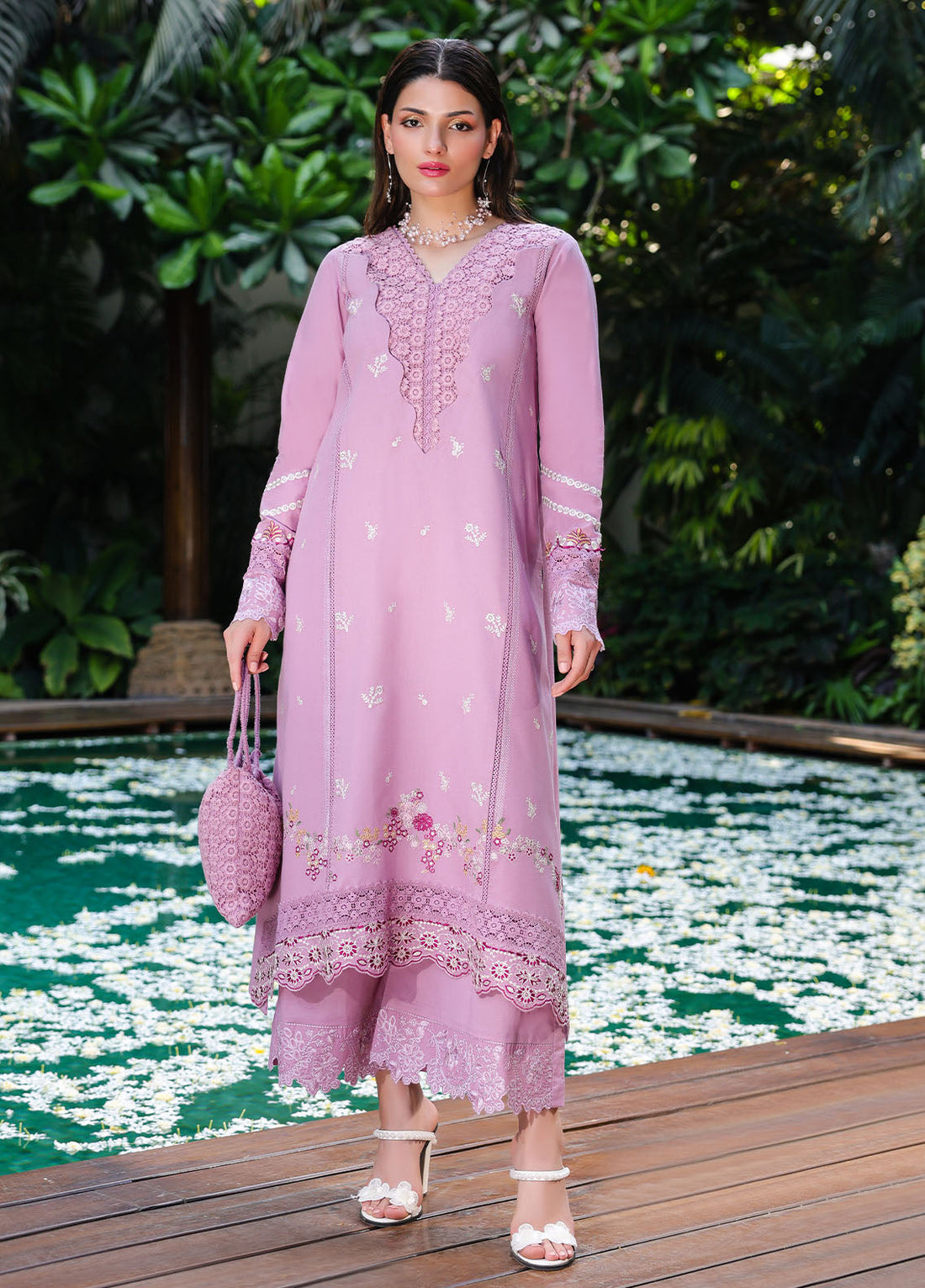 Sahane | Lovent Embroidered Pret 25 | ME23002 Helena XS Lilac Lawn