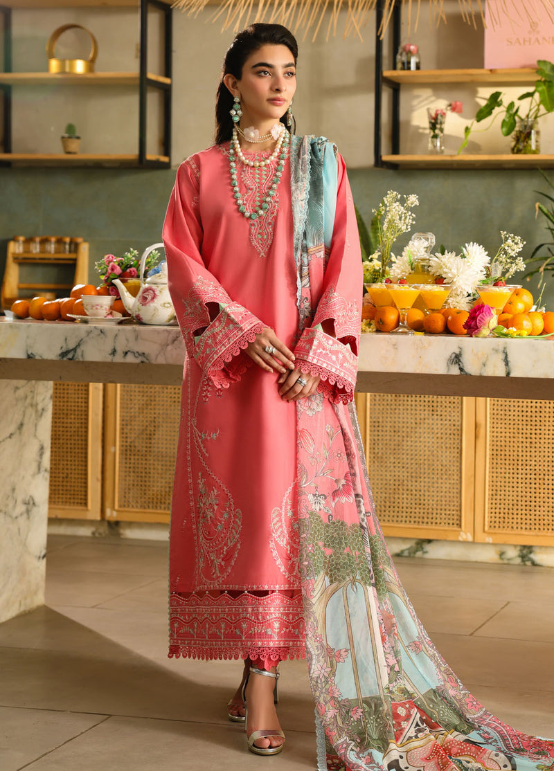 Sahane | In Laws in Lawn Eid Edit | CT-21006 Rosetta M Ash Pink Lawn
