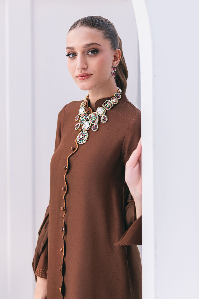 Ansab Jahangir | Luxe Pret Signature | SEPIA - Pakistani Designer Dress - by Ansab Jahangir | Type: Luxury - 100% Original at Saira Sultan
