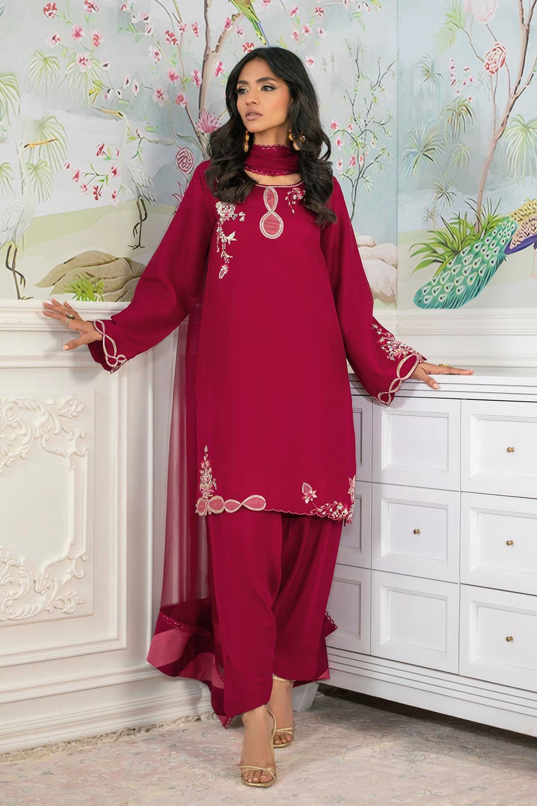 Annus Abrar | Sehr Eid Luxe | Pemala XS Crimson Pure Raw Silk