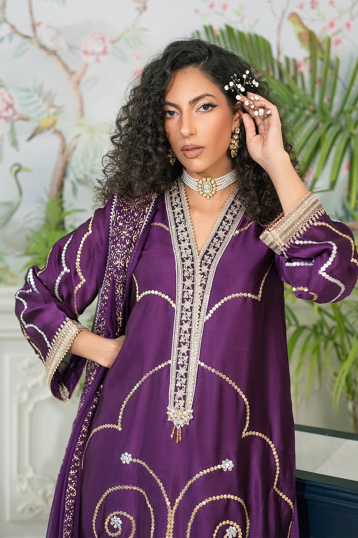 Annus Abrar | Sehr Eid Luxe | Izali Aubergine M Dark Purple Pure Silk