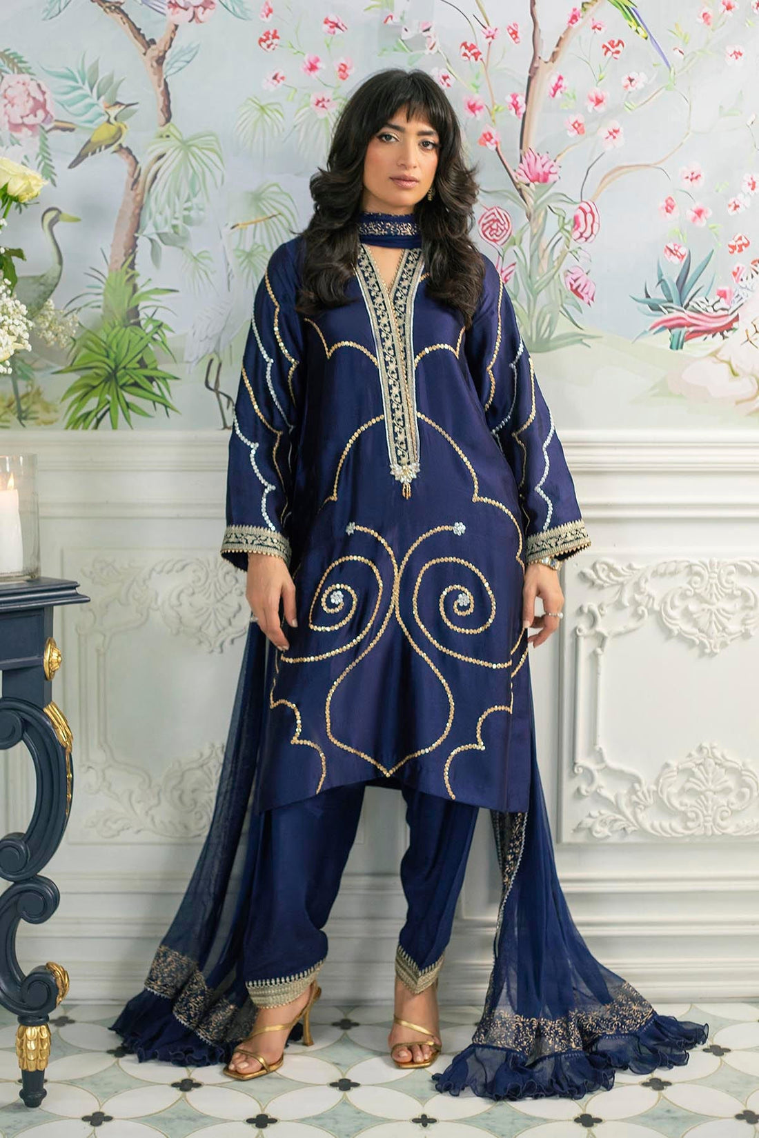 Annus Abrar | Sehr Eid Luxe | Izali Midnight XS Navy Pure Silk