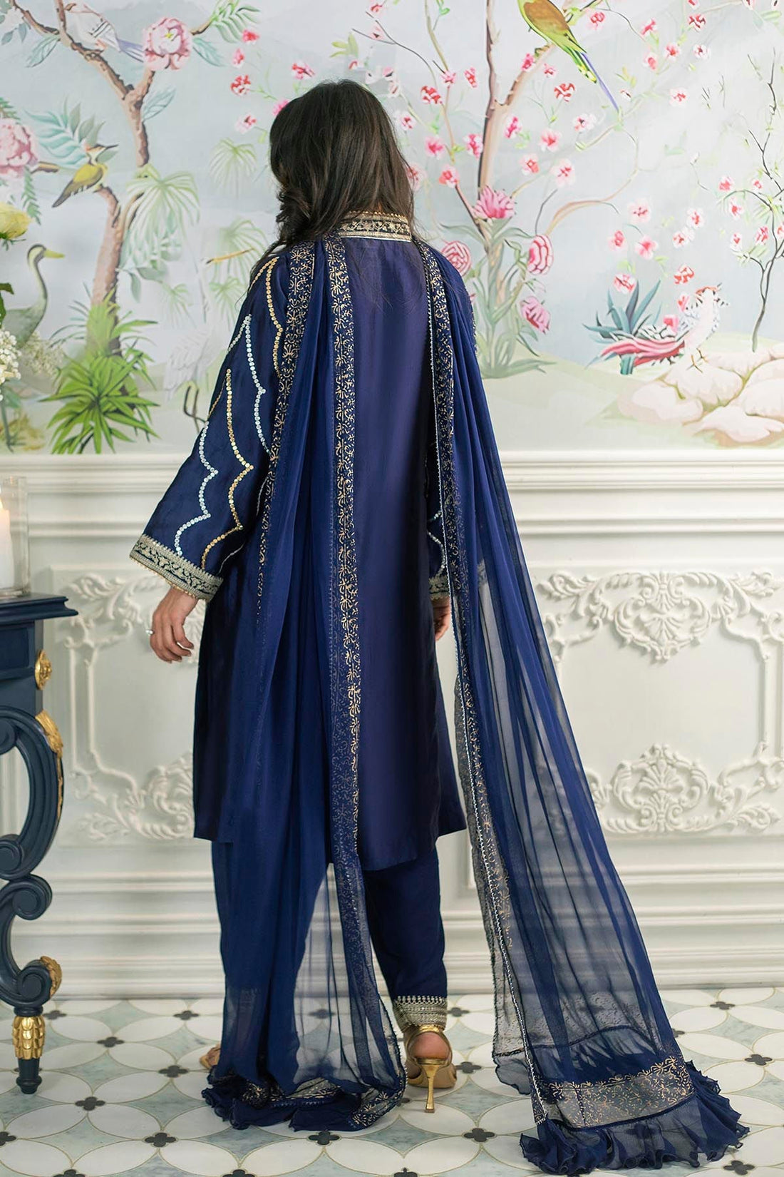 Annus Abrar | Sehr Eid Luxe | Izali Midnight XS Navy Pure Silk