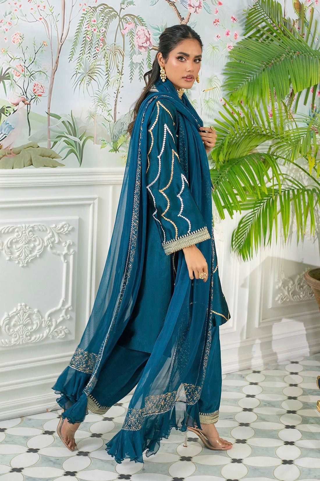 Annus Abrar | Sehr Eid Luxe | Izali Deep Teal XS Deep Teal Pure Silk