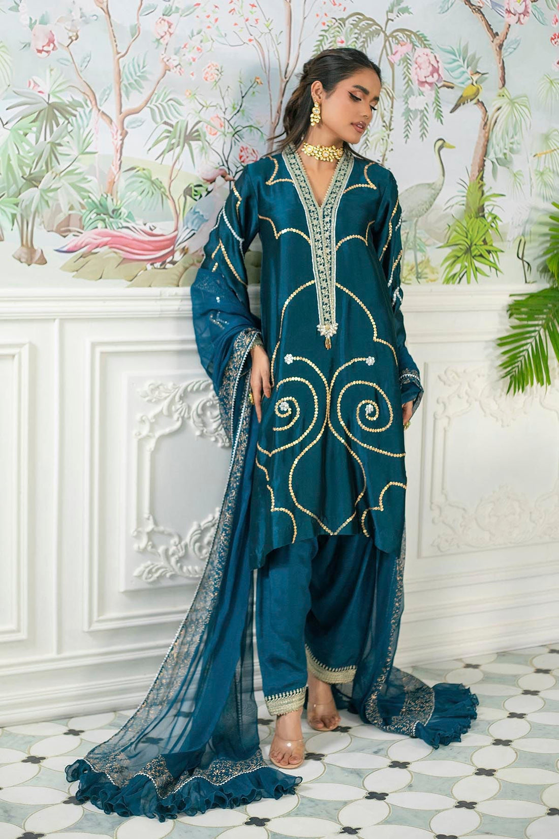 Annus Abrar | Sehr Eid Luxe | Izali Deep Teal XS Deep Teal Pure Silk