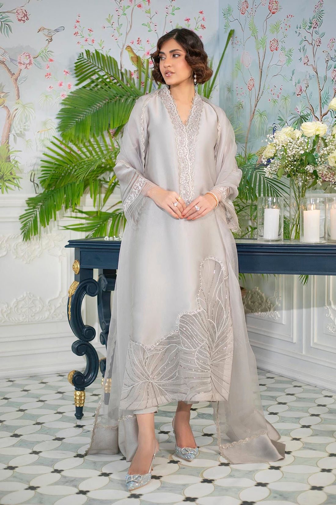 Annus Abrar | Sehr Eid Luxe | Lainey Grey XS Pastel Gray Pure Sheesha Silk