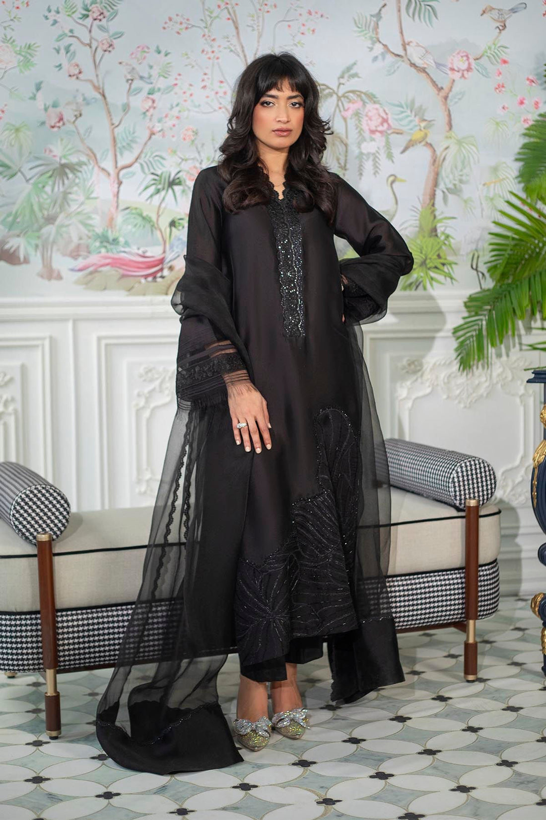 Annus Abrar | Sehr Eid Luxe | Lainey Black XS Black Pure Sheesha Silk