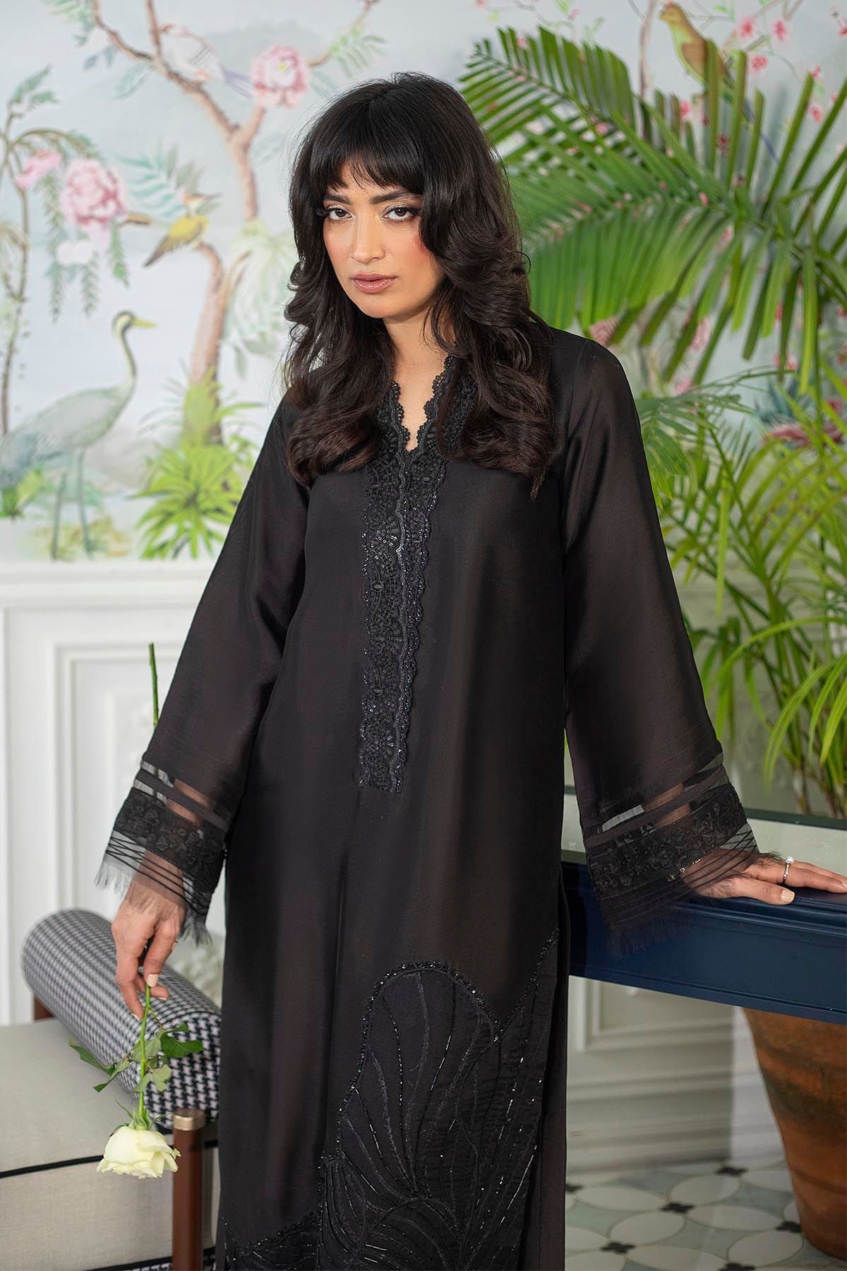 Annus Abrar | Sehr Eid Luxe | Lainey Black M Black Pure Sheesha Silk