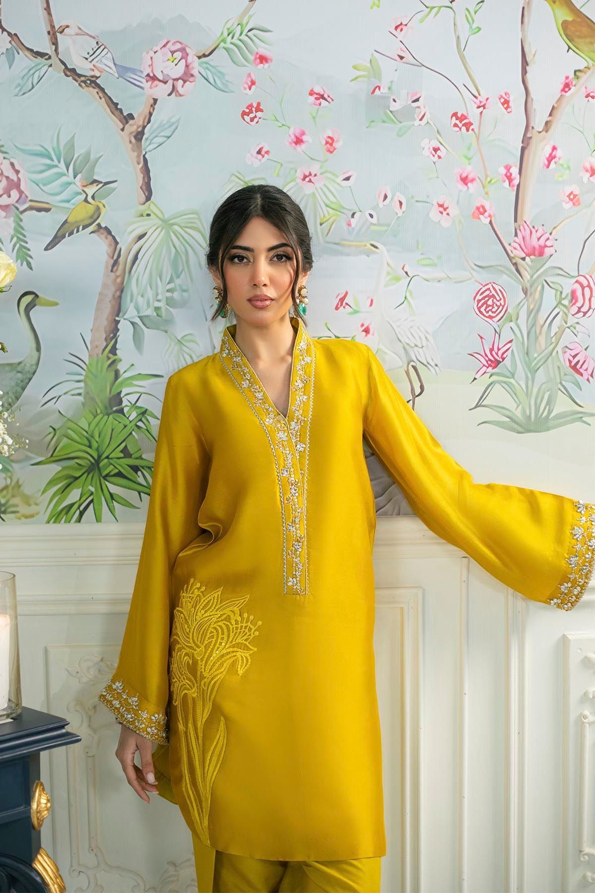 Annus Abrar | Sehr Eid Luxe | Melanie Daffodil M Saffron Pure Silk