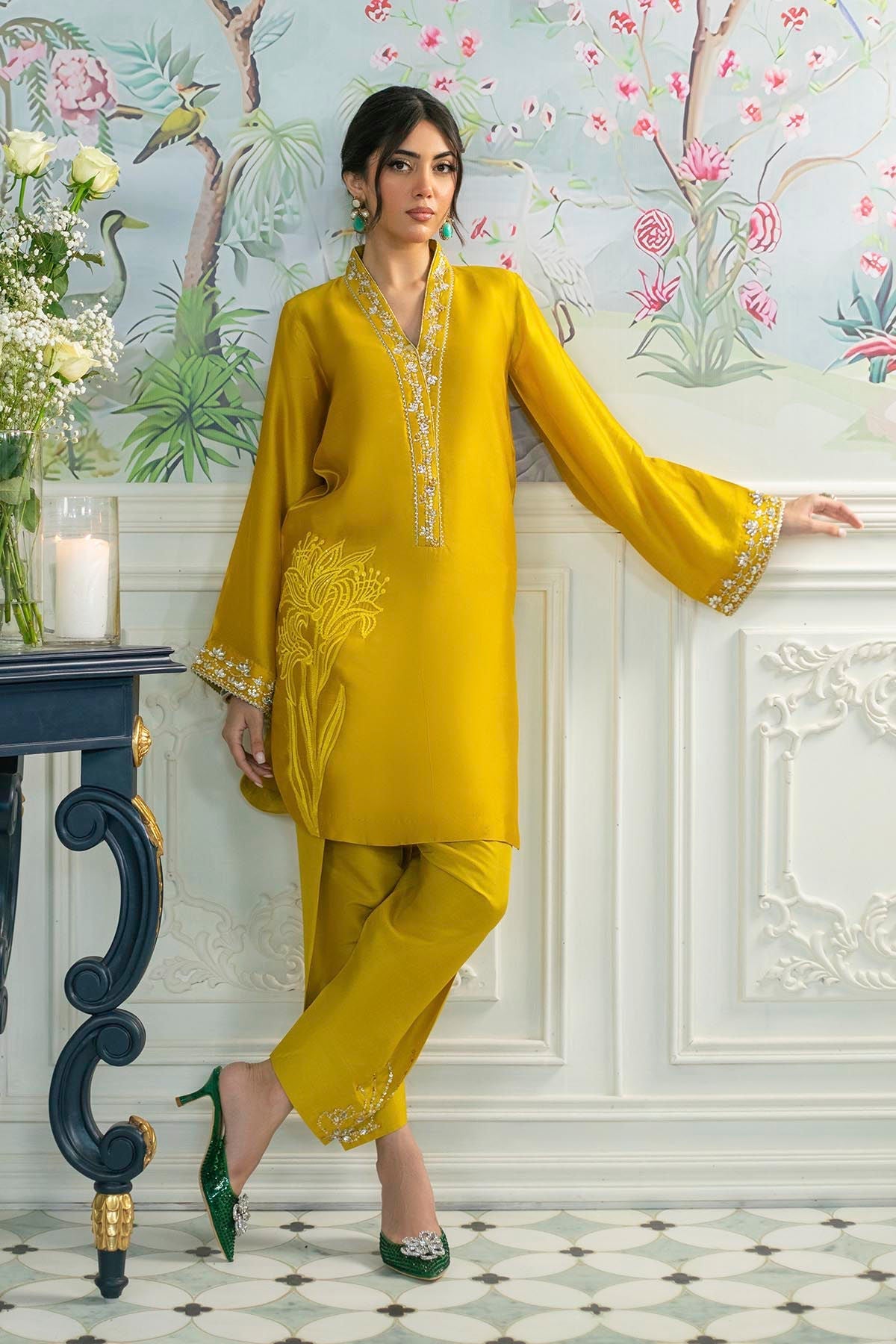 Annus Abrar | Sehr Eid Luxe | Melanie Daffodil XL Saffron Pure Silk