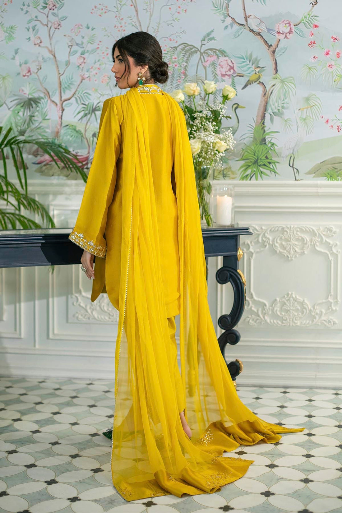 Annus Abrar | Sehr Eid Luxe | Melanie Daffodil XS Saffron Pure Silk