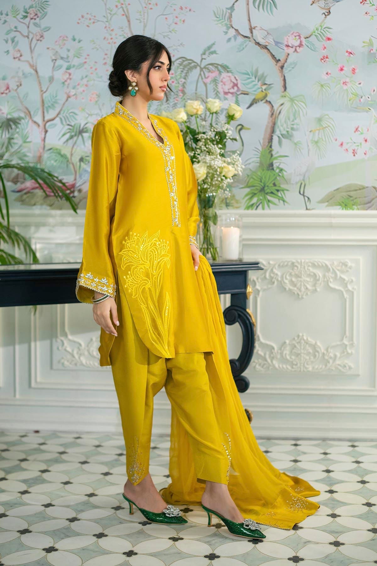 Annus Abrar | Sehr Eid Luxe | Melanie Daffodil L Saffron Pure Silk