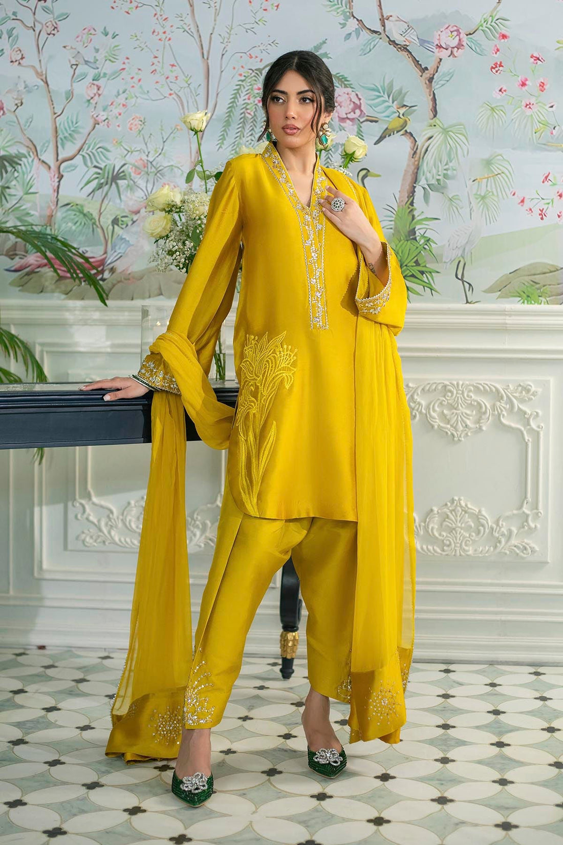 Annus Abrar | Sehr Eid Luxe | Melanie Daffodil XS Saffron Pure Silk