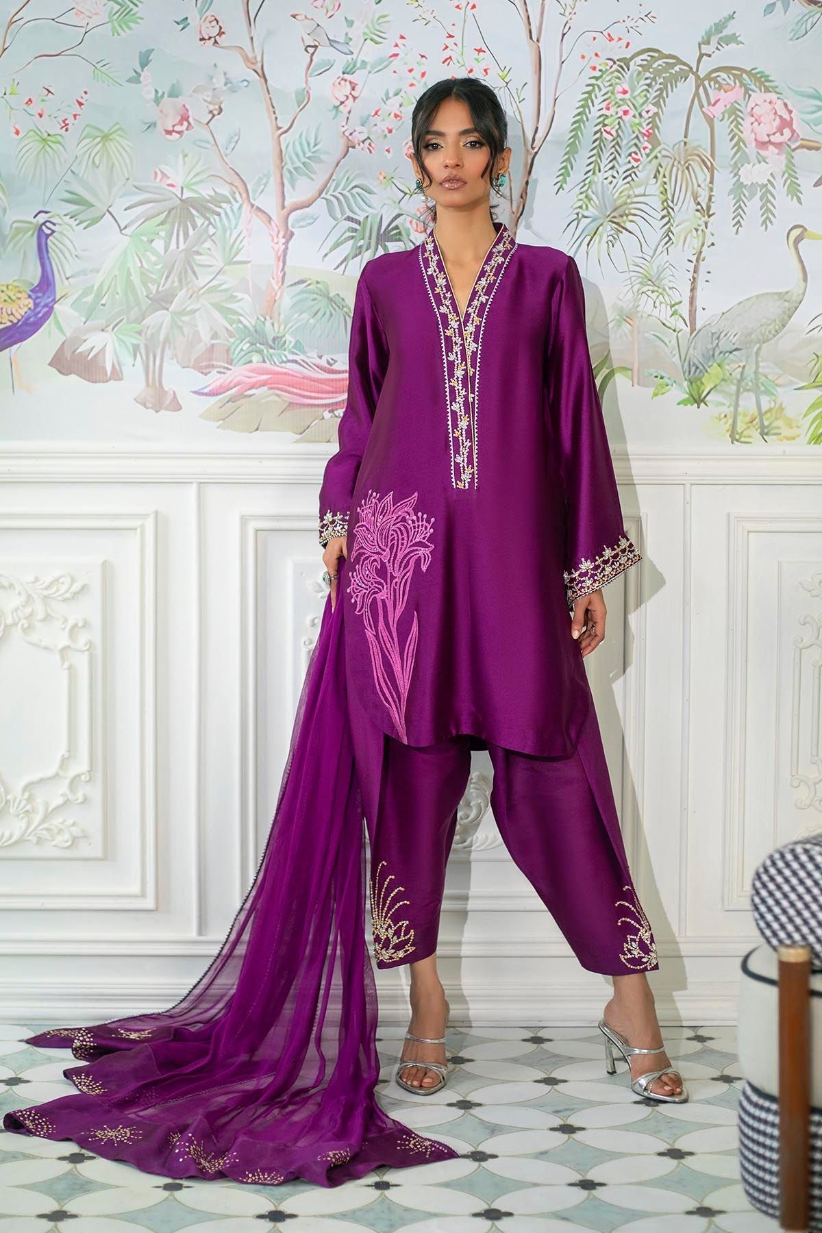 Annus Abrar | Sehr Eid Luxe | Melanie Plum M Plum Pure Silk