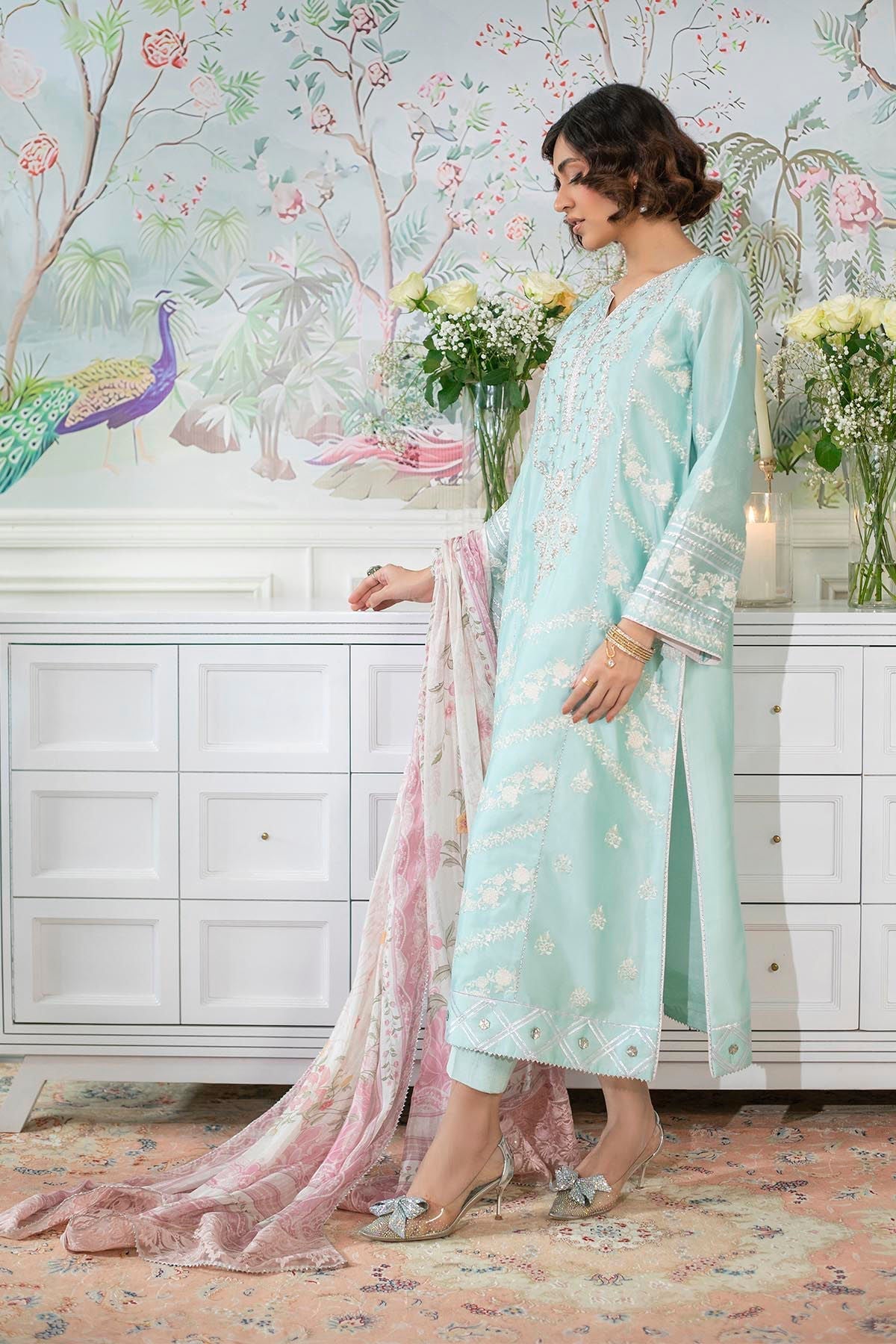 Annus Abrar | Sehr Eid Luxe | Elesia XL Ice Blue Pure Silk