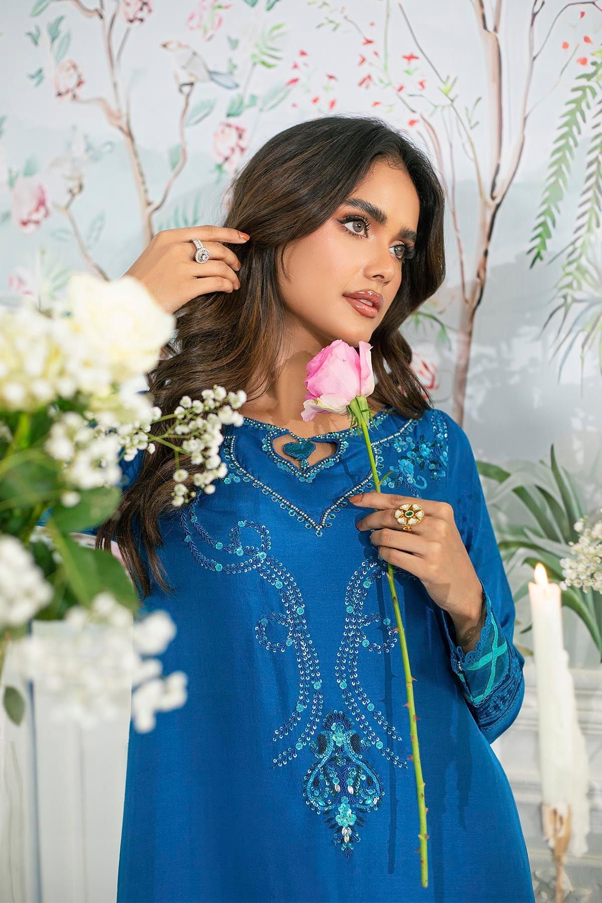Annus Abrar | Sehr Eid Luxe | Zerni M Peacock Blue Pure Raw Silk