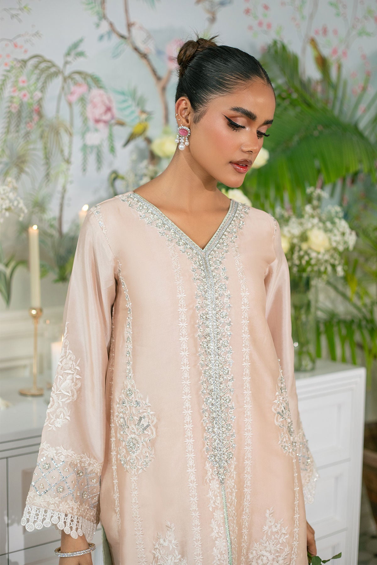 Annus Abrar | Sehr Eid Luxe | Lydia M Nude Peach Silk