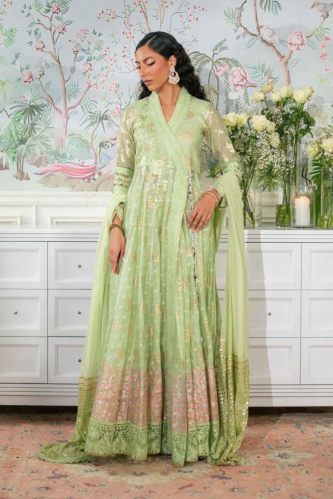 Annus Abrar | Sehr Eid Luxe | Nadi Mint XS Mint Silk Net