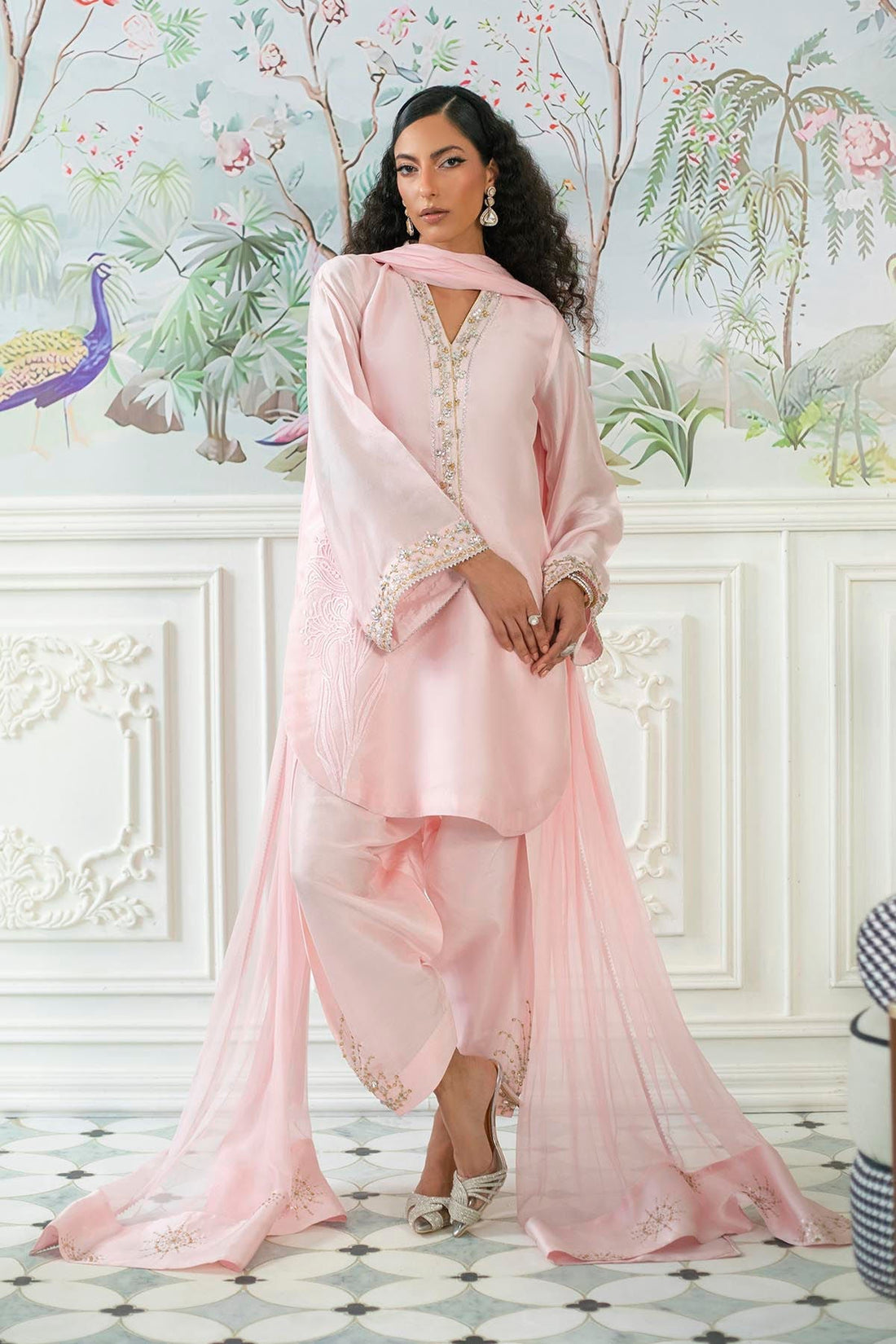 Annus Abrar | Sehr Eid Luxe | Melanie Rose Pink XS Pink Pure Silk