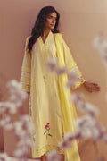 Annus Abrar | Eid Elemental Festive | Taani S Pastel Yellow Cotton Net