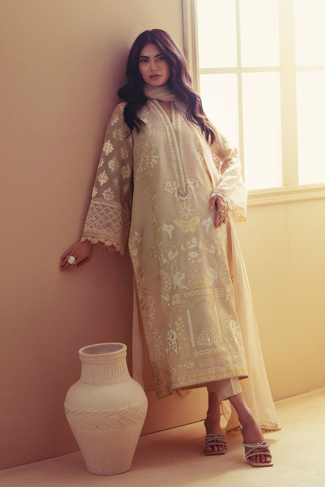 Annus Abrar | Eid Elemental Festive | Negar XS Beige Chiffon