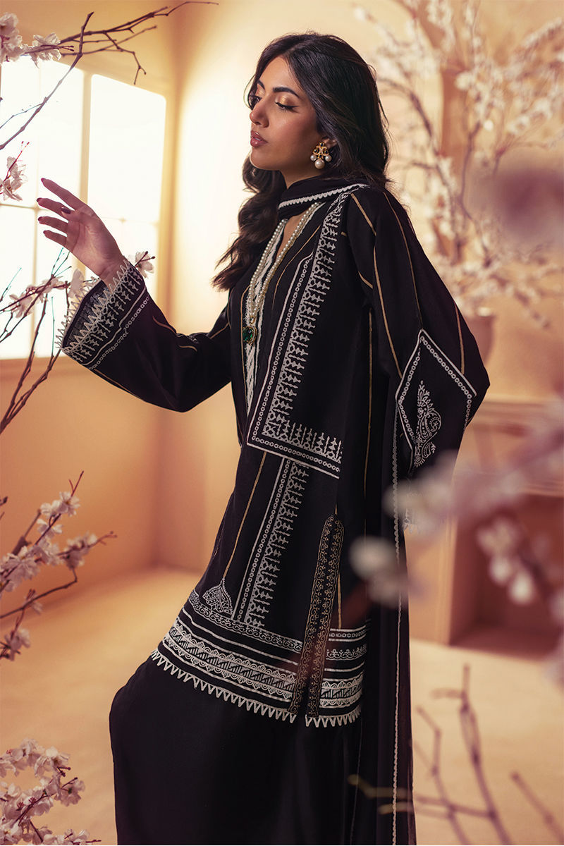Annus Abrar | Eid Elemental Festive | Yasna M Black Cotton Net