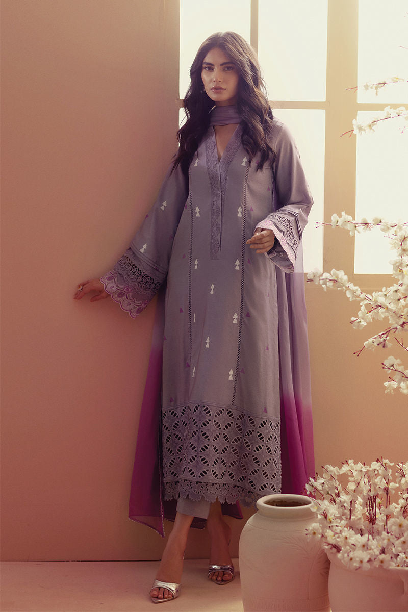 Annus Abrar | Eid Elemental Festive | Behr XS Lilac Gray Cotton Net