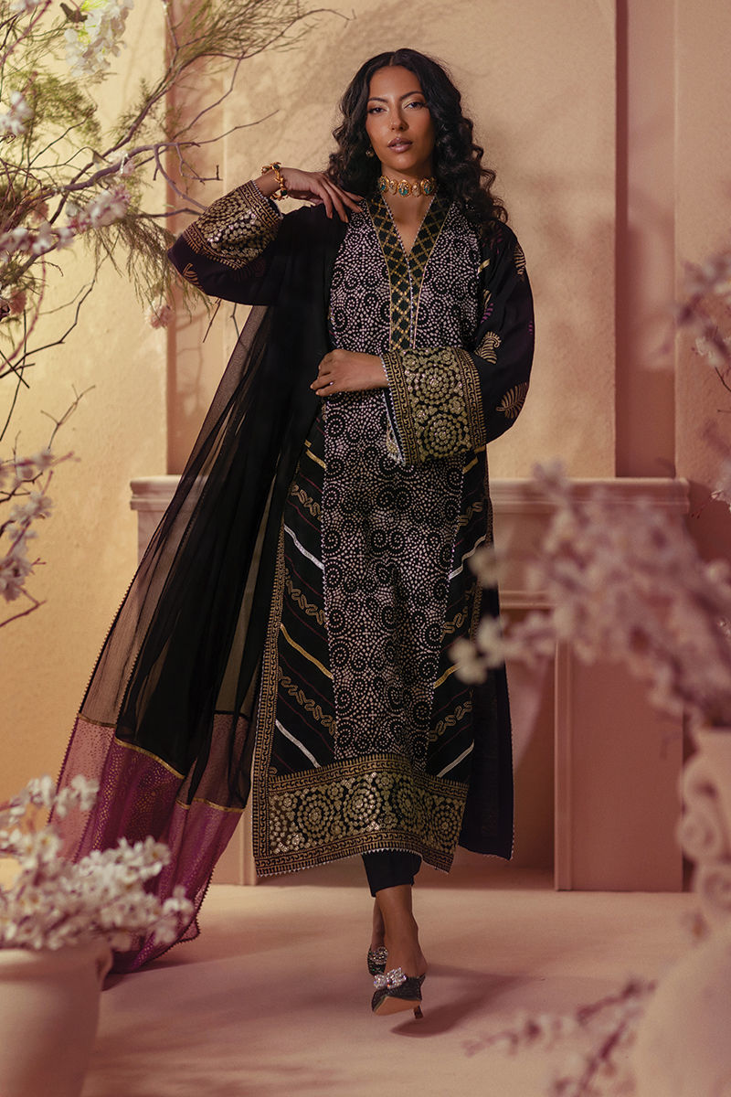 Annus Abrar | Eid Elemental Festive | Anara XS Black Cotton Net