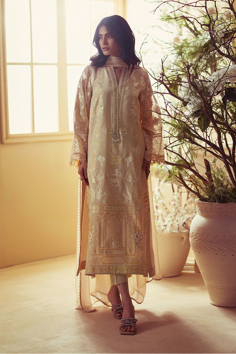 Annus Abrar | Eid Elemental Festive | Negar XS Beige Chiffon
