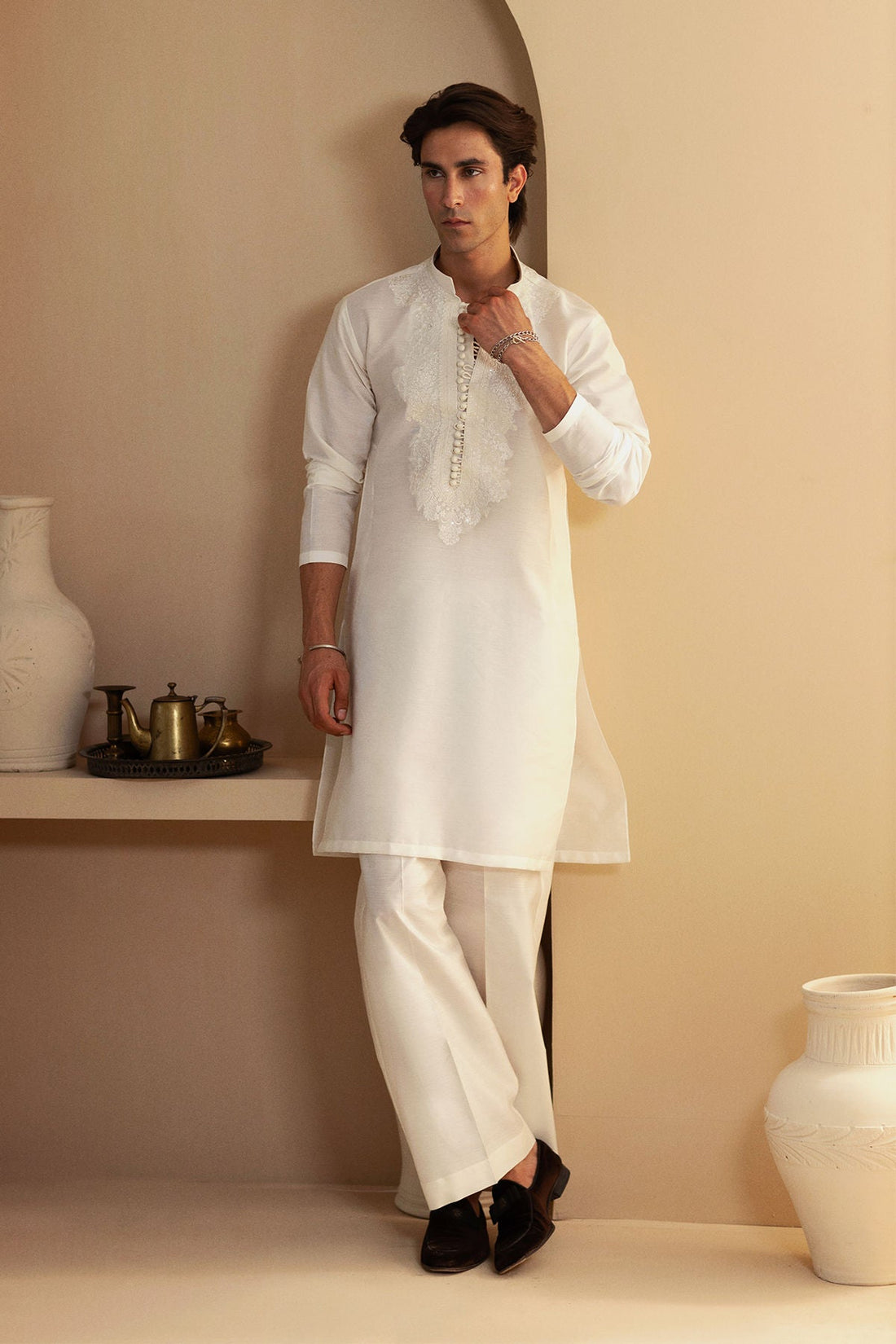Annus Abrar | Eid Elemental Festive | Behrang S Pearl White Cotton