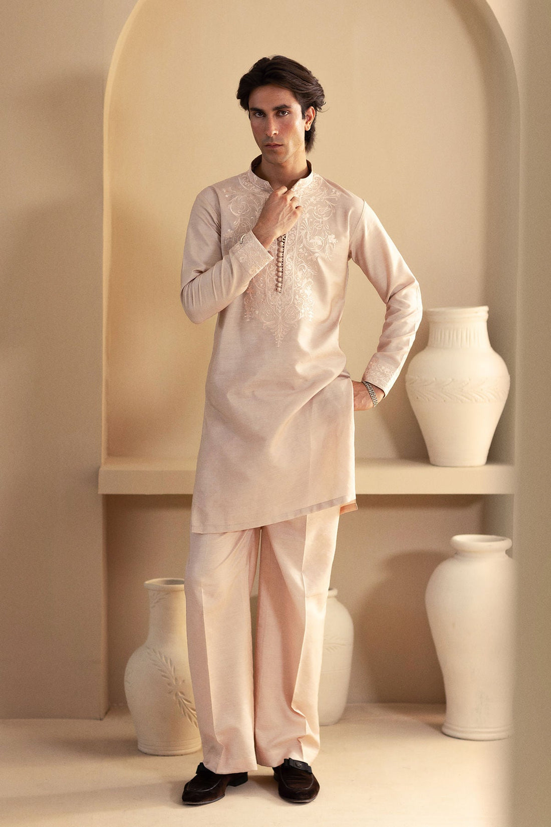 Annus Abrar | Eid Elemental Festive | Mahboud S Powder Peach Cotton Net