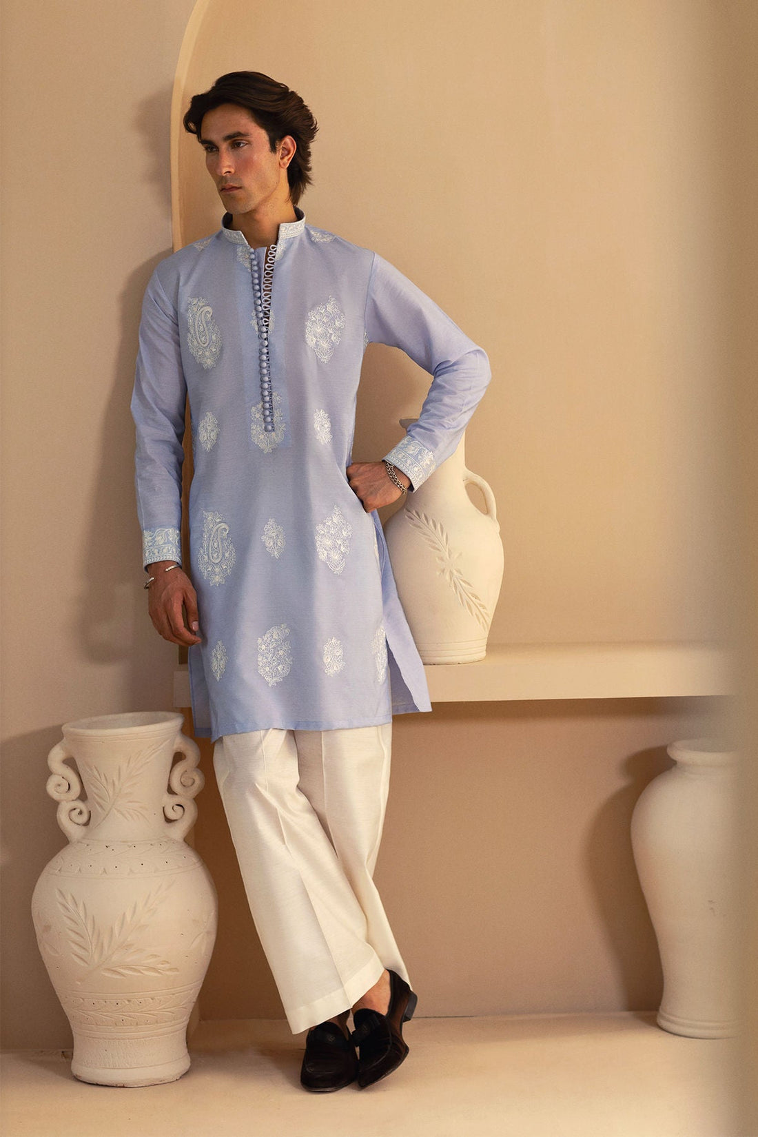 Annus Abrar | Eid Elemental Festive | Ramin S Light Blue Cotton Net