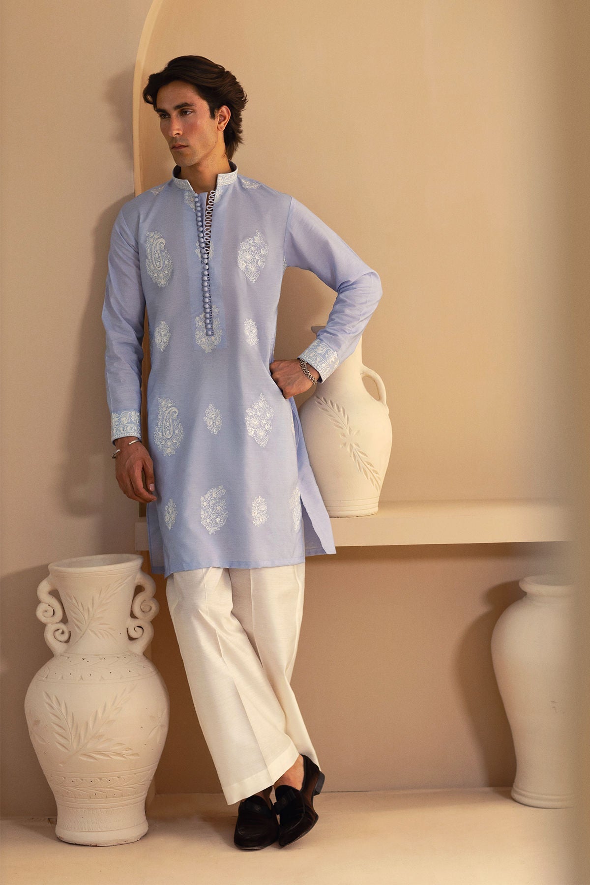 Annus Abrar | Eid Elemental Festive | Ramin S Light Blue Cotton Net