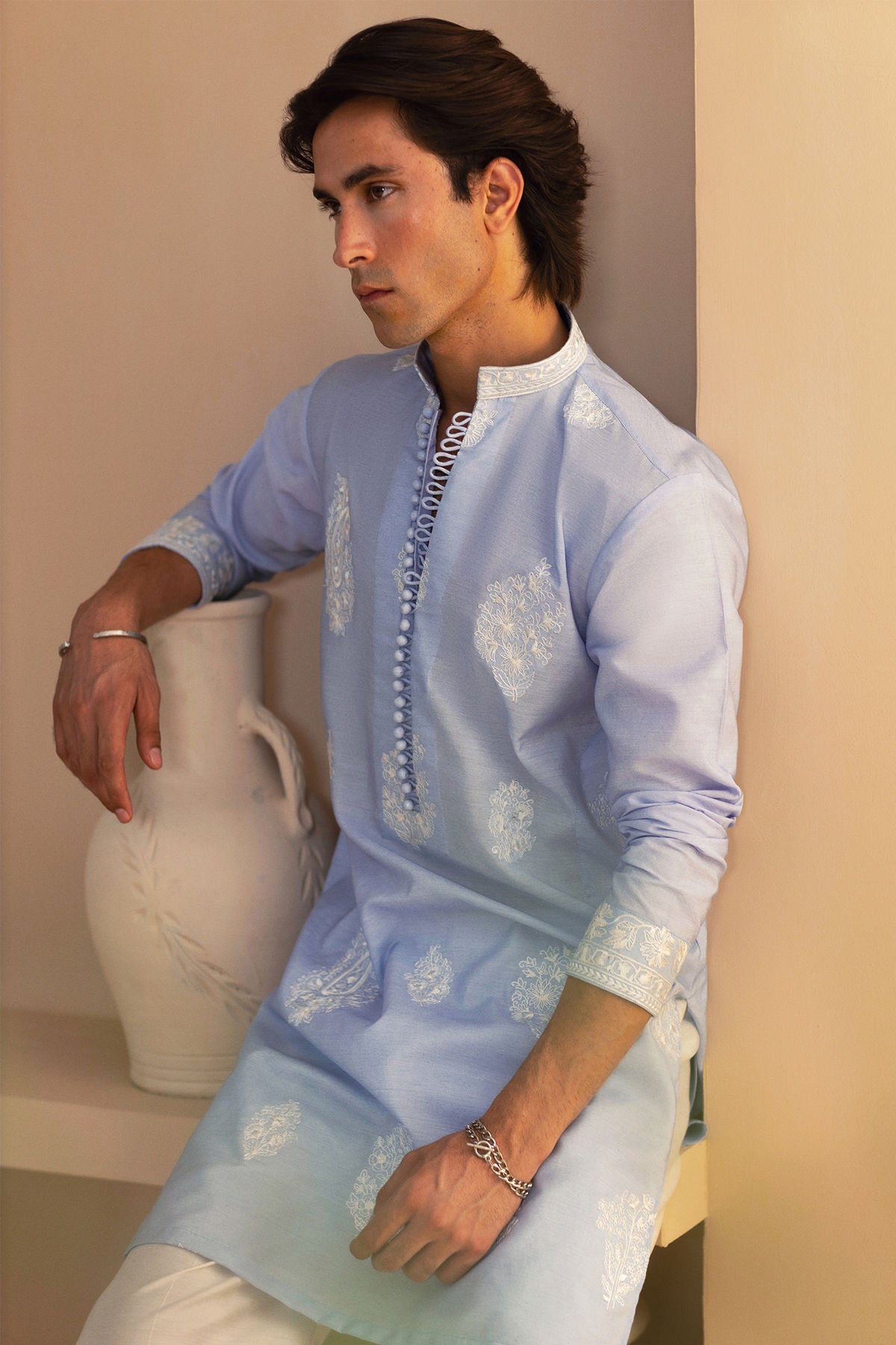 Annus Abrar | Eid Elemental Festive | Ramin XL Light Blue Cotton Net