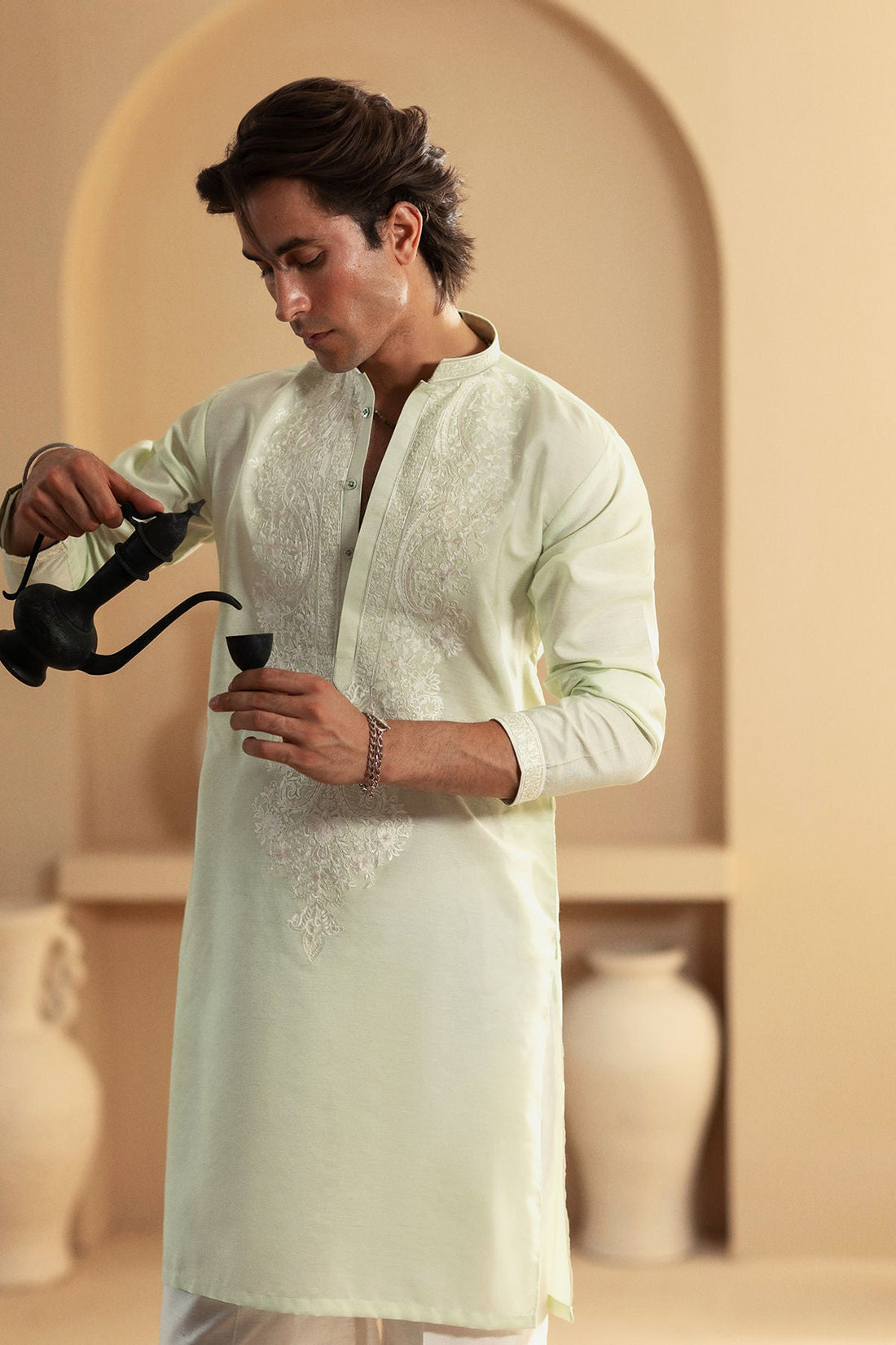 Annus Abrar | Eid Elemental Festive | Vafa S Mint Cotton Net