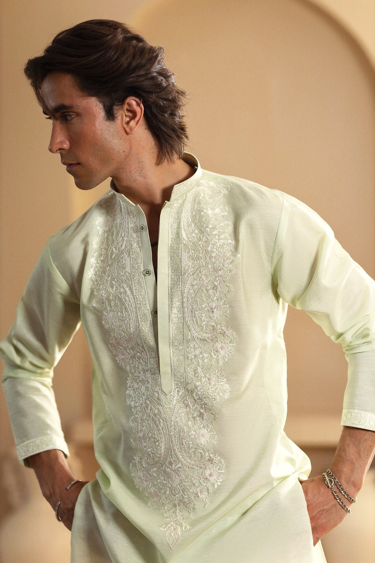 Annus Abrar | Eid Elemental Festive | Vafa L Mint Cotton Net