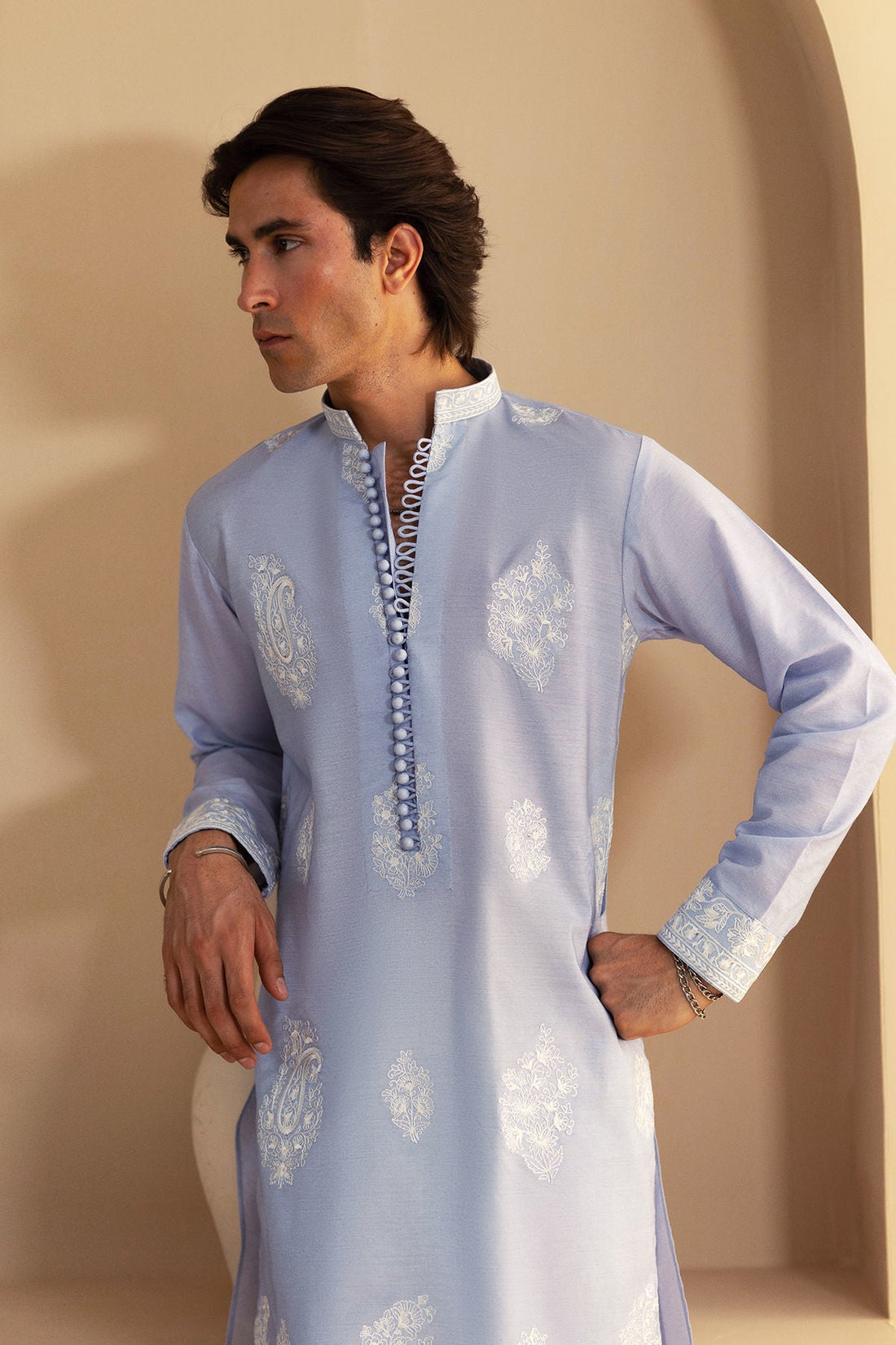 Annus Abrar | Eid Elemental Festive | Ramin S Light Blue Cotton Net