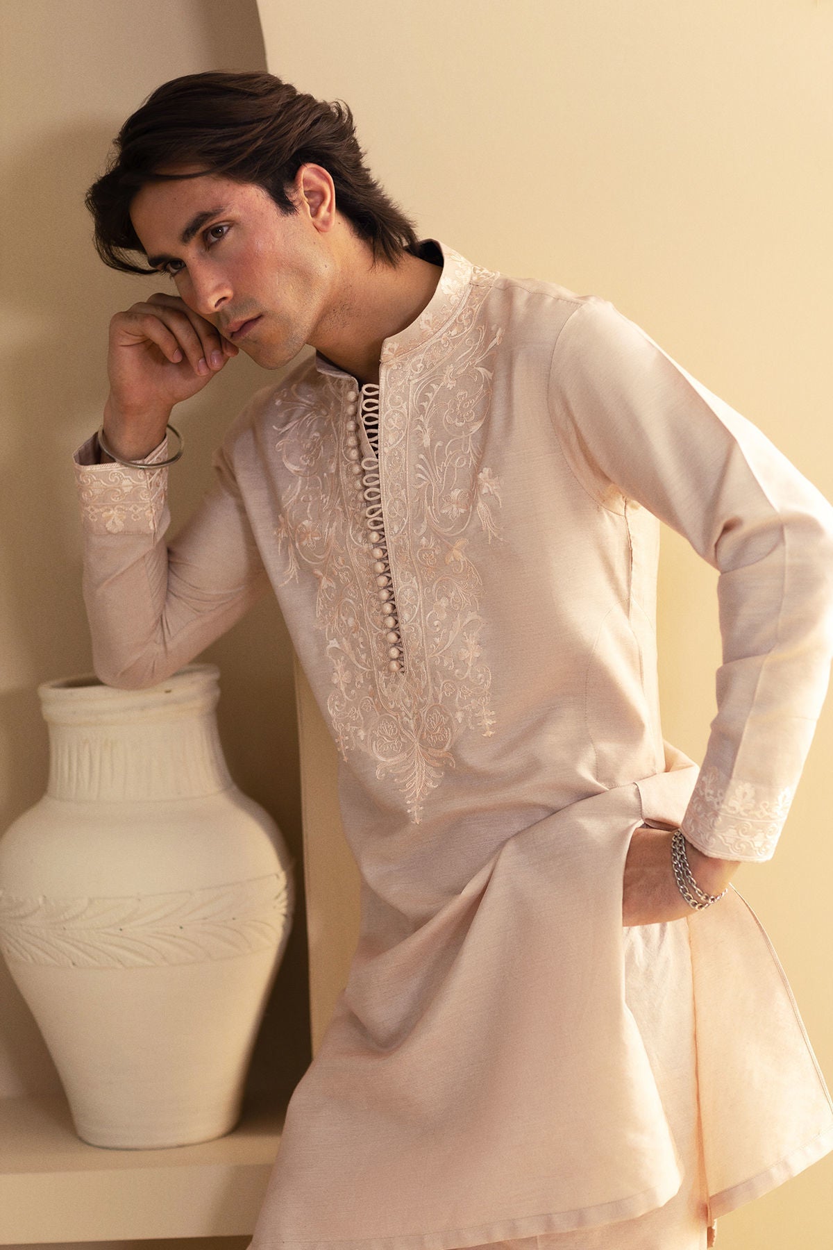 Annus Abrar | Eid Elemental Festive | Mahboud XL Powder Peach Cotton Net