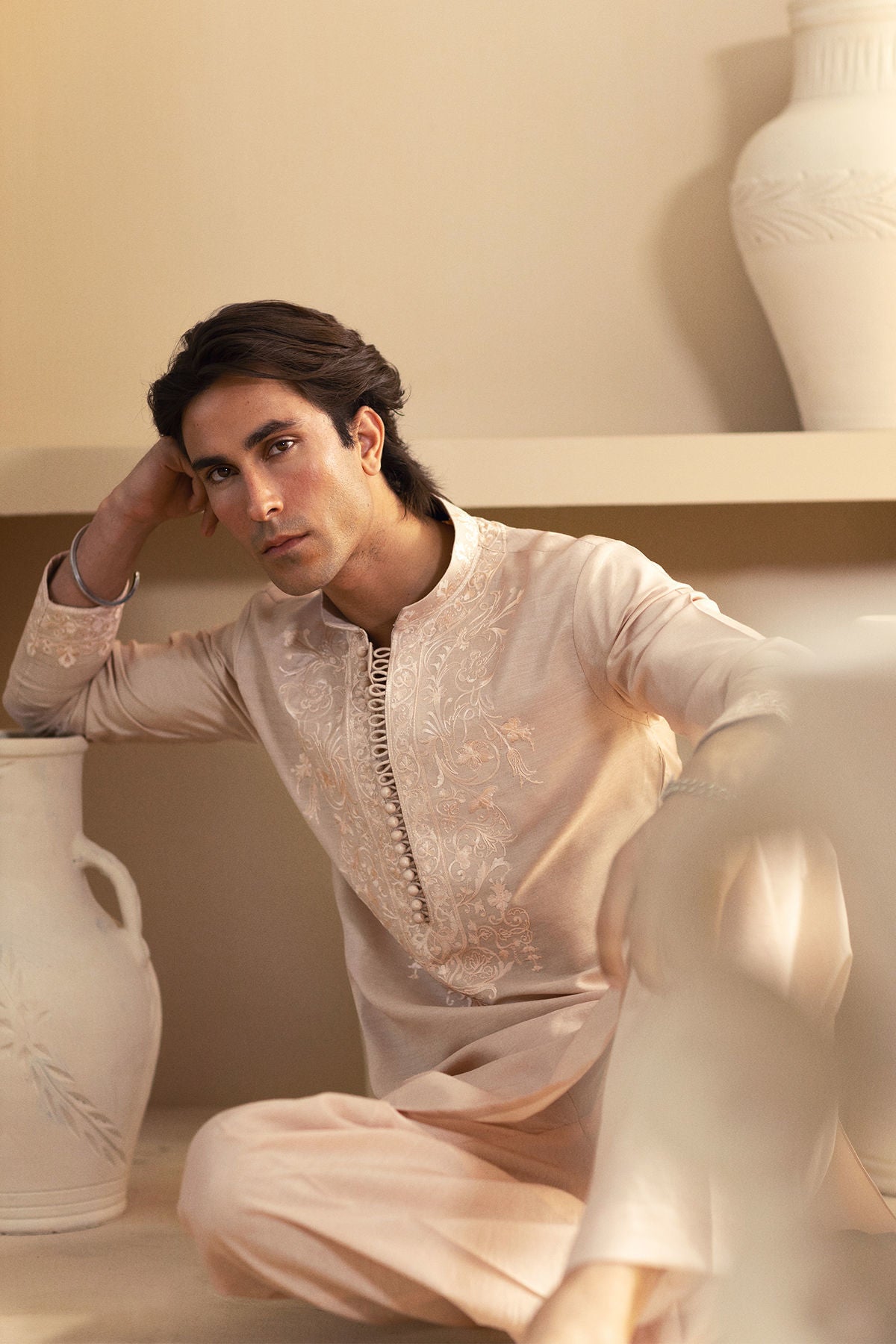 Annus Abrar | Eid Elemental Festive | Mahboud L Powder Peach Cotton Net