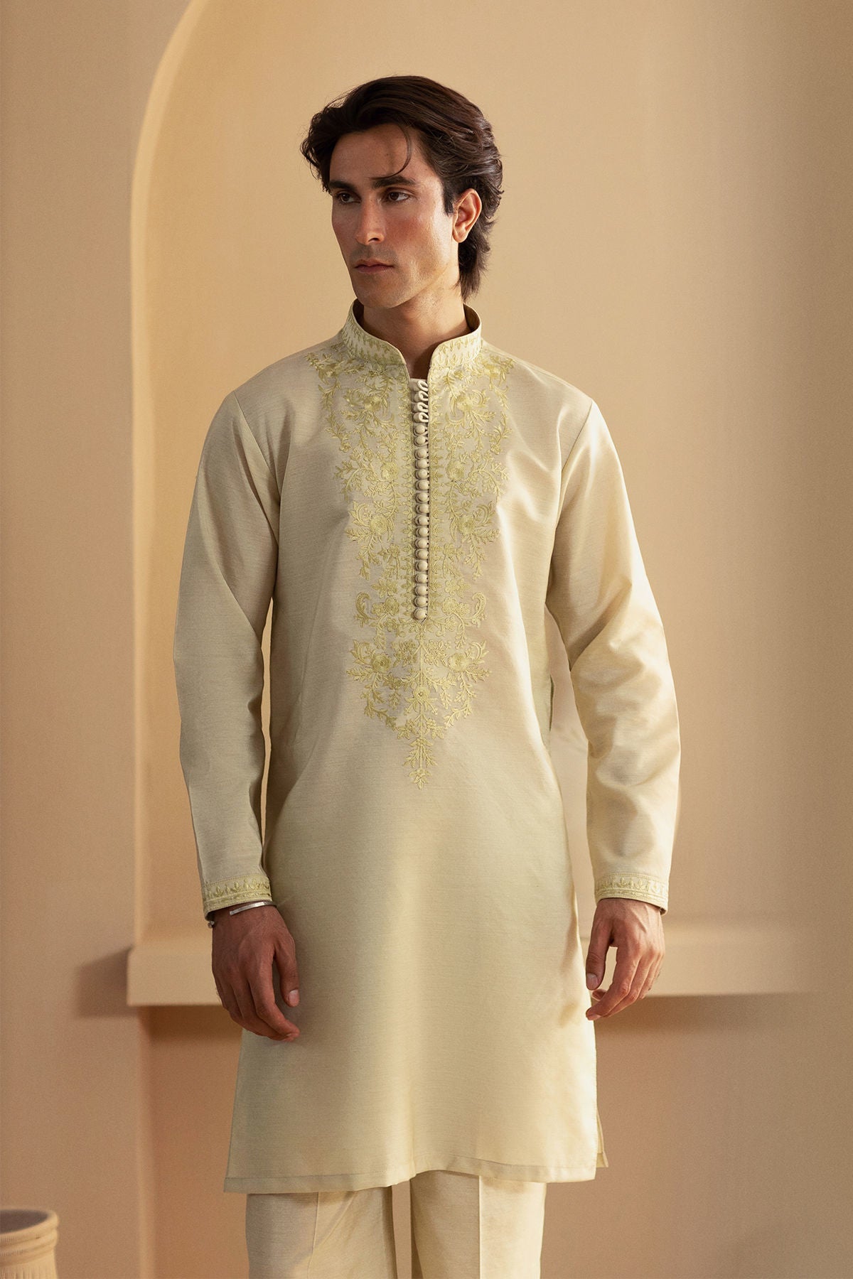 Annus Abrar | Eid Elemental Festive | Kavesh L Pistachio Green Cotton Net