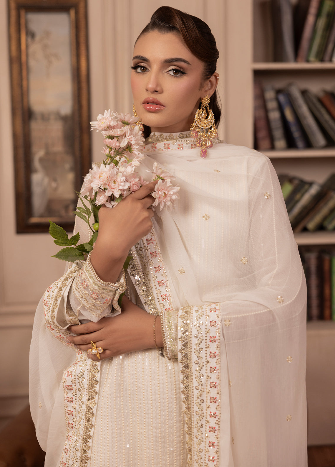 Sahane | Elyssa Festive Chiffon | CT-19005 Perle - ELYSSA M Off White Chiffon