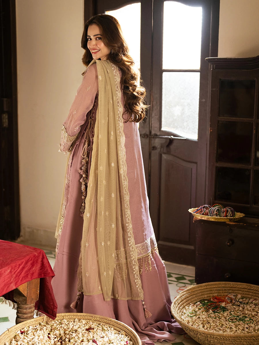 Salitex | Signature Festive Chiffon | SUNW6JI047UT XS Pinkish Gray Khaddi Net