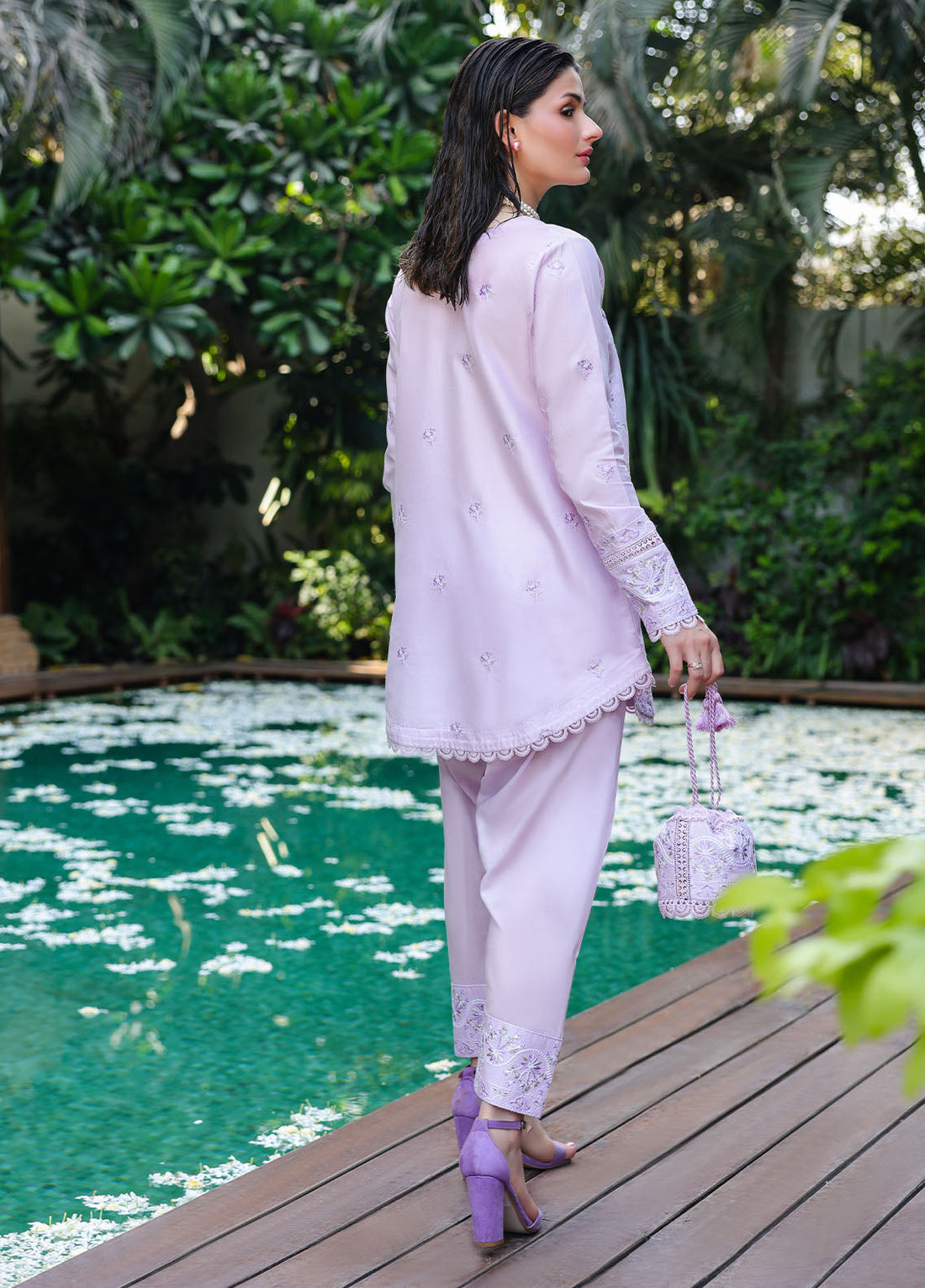 Sahane | Lovent Embroidered Pret 25 | ME23008 Lily XS Light Lavender Lawn