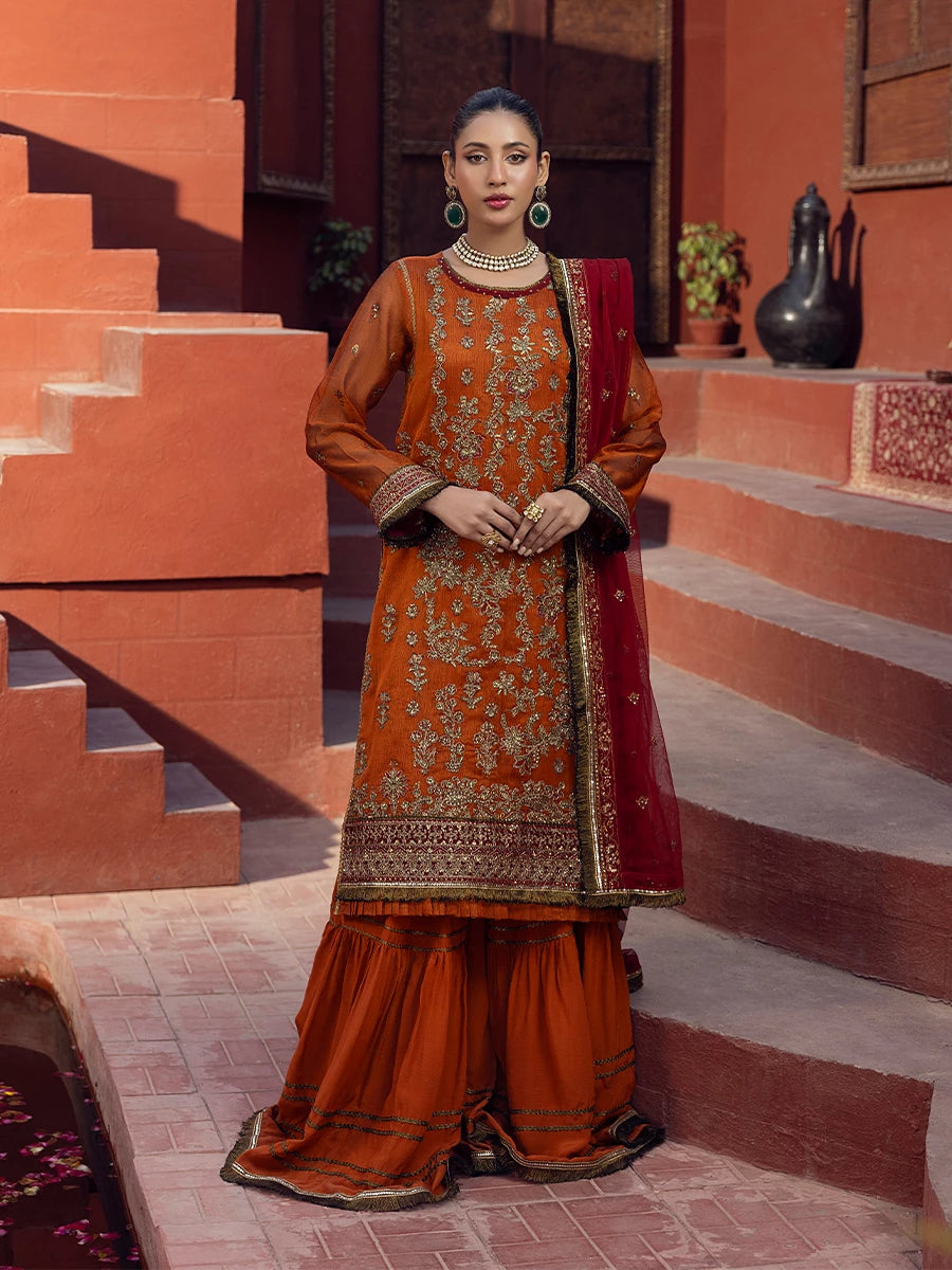 Salitex | Signature Festive Chiffon | SUNW6JI019UT XS Rust Khaddi Net