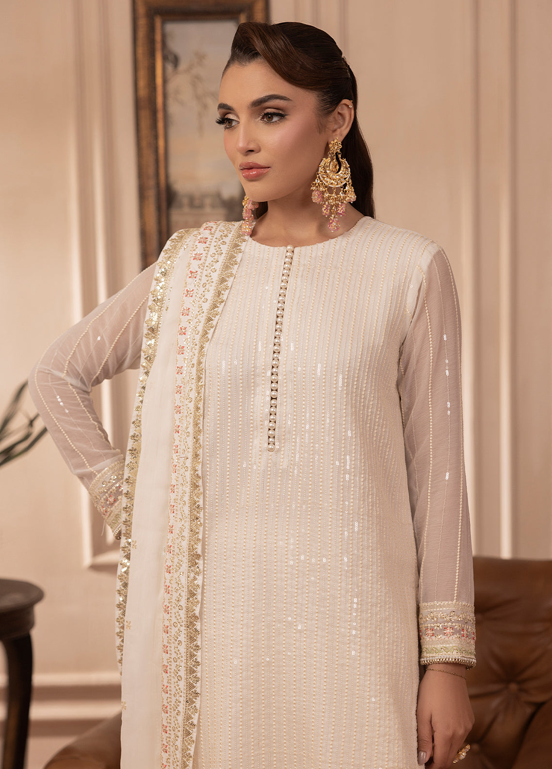 Sahane | Elyssa Festive Chiffon | CT-19005 Perle - ELYSSA L Off White Chiffon