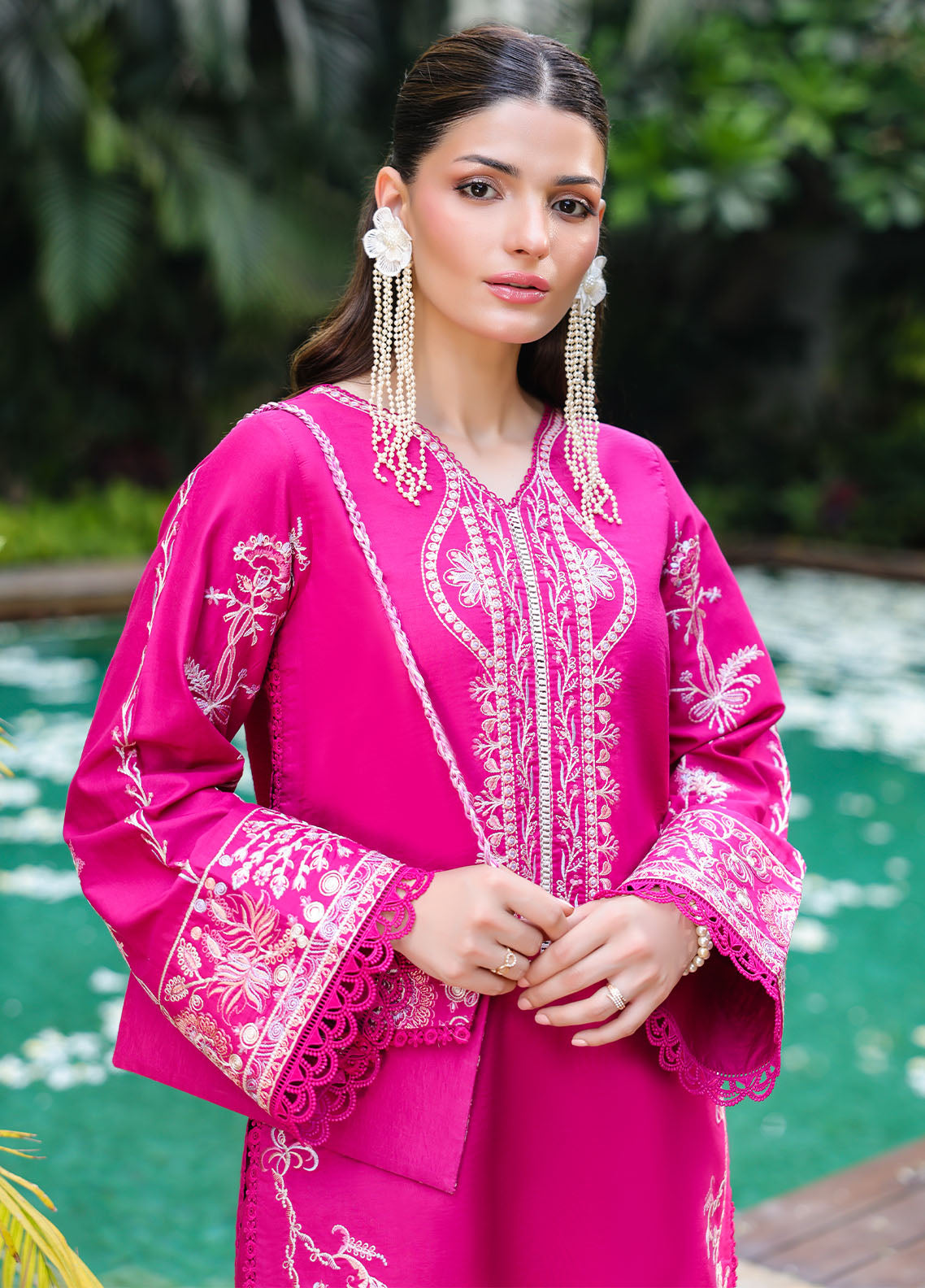 Sahane | Lovent Embroidered Pret 25 | ME23007 Seraph L Hot Pink Lawn
