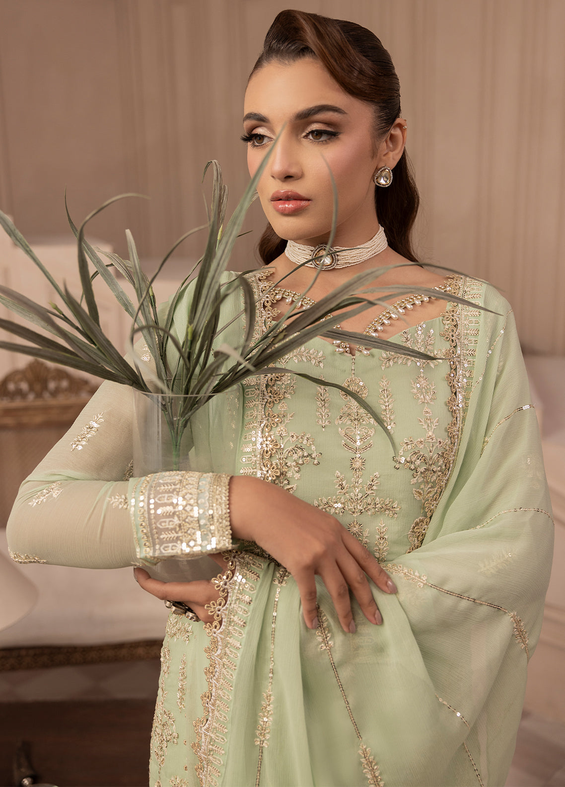 Sahane | Elyssa Festive Chiffon | CT-19004 Emera - ELYSSA M Mint Green Chiffon
