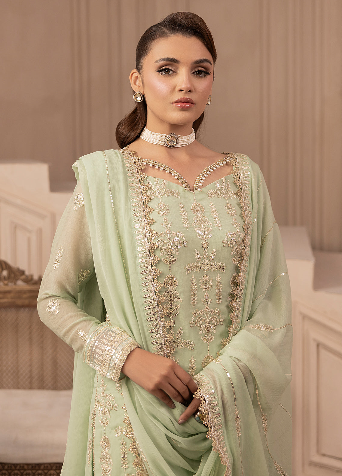 Sahane | Elyssa Festive Chiffon | CT-19004 Emera - ELYSSA L Mint Green Chiffon