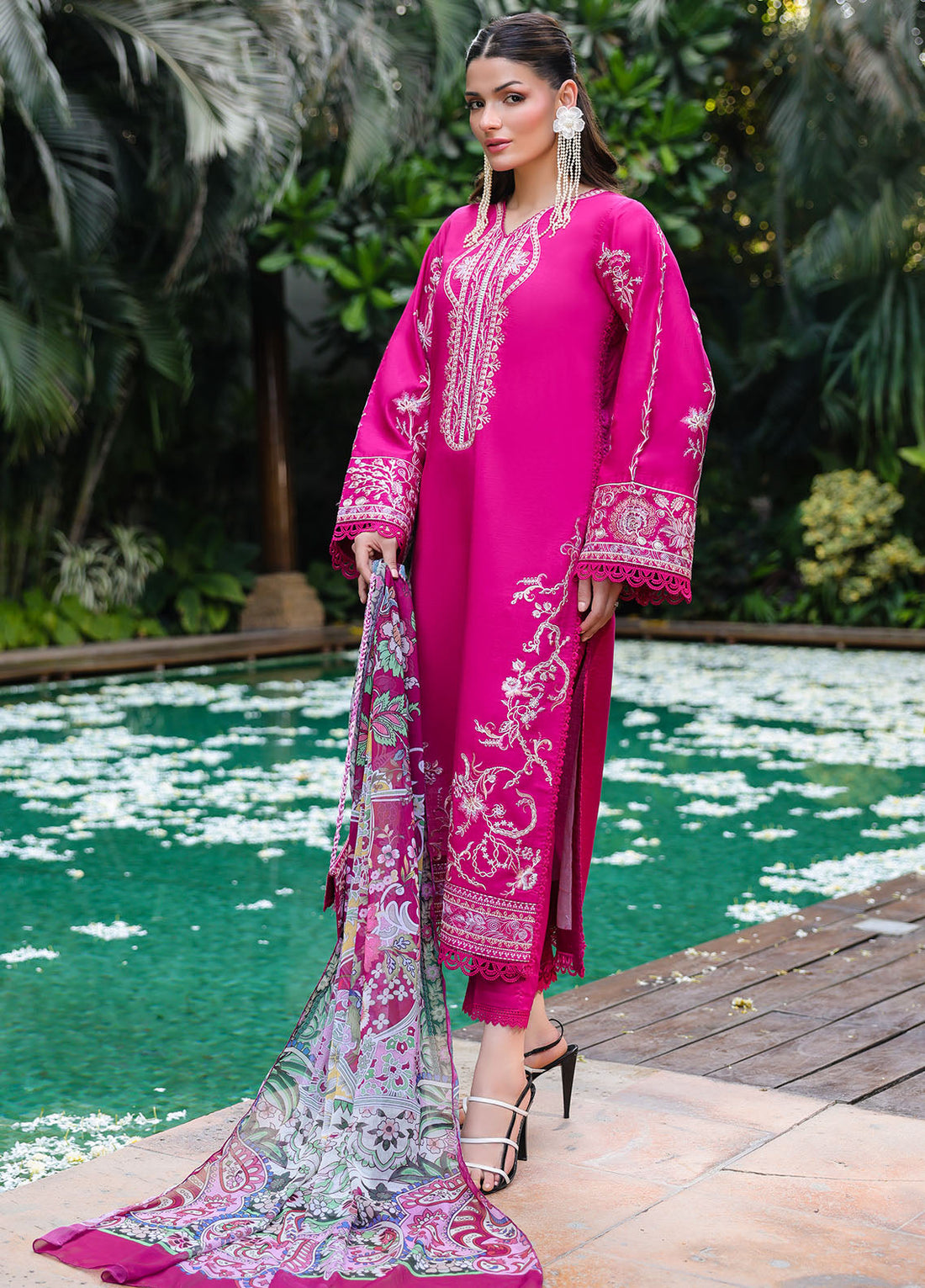 Sahane | Lovent Embroidered Pret 25 | ME23007 Seraph XS Hot Pink Lawn