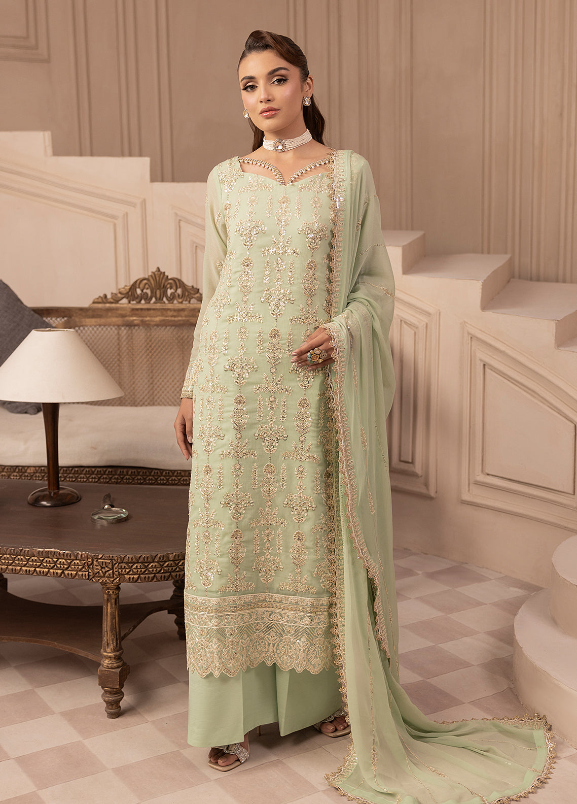 Sahane | Elyssa Festive Chiffon | CT-19004 Emera - ELYSSA Custom Size Mint Green Chiffon